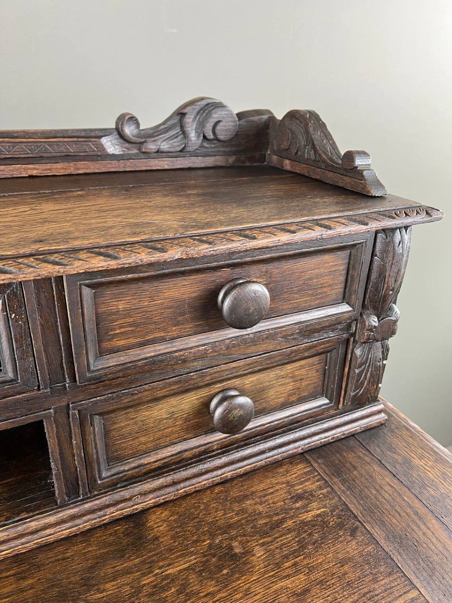 Carved Oak Desk, Renaissance Style, 19th Century-photo-2