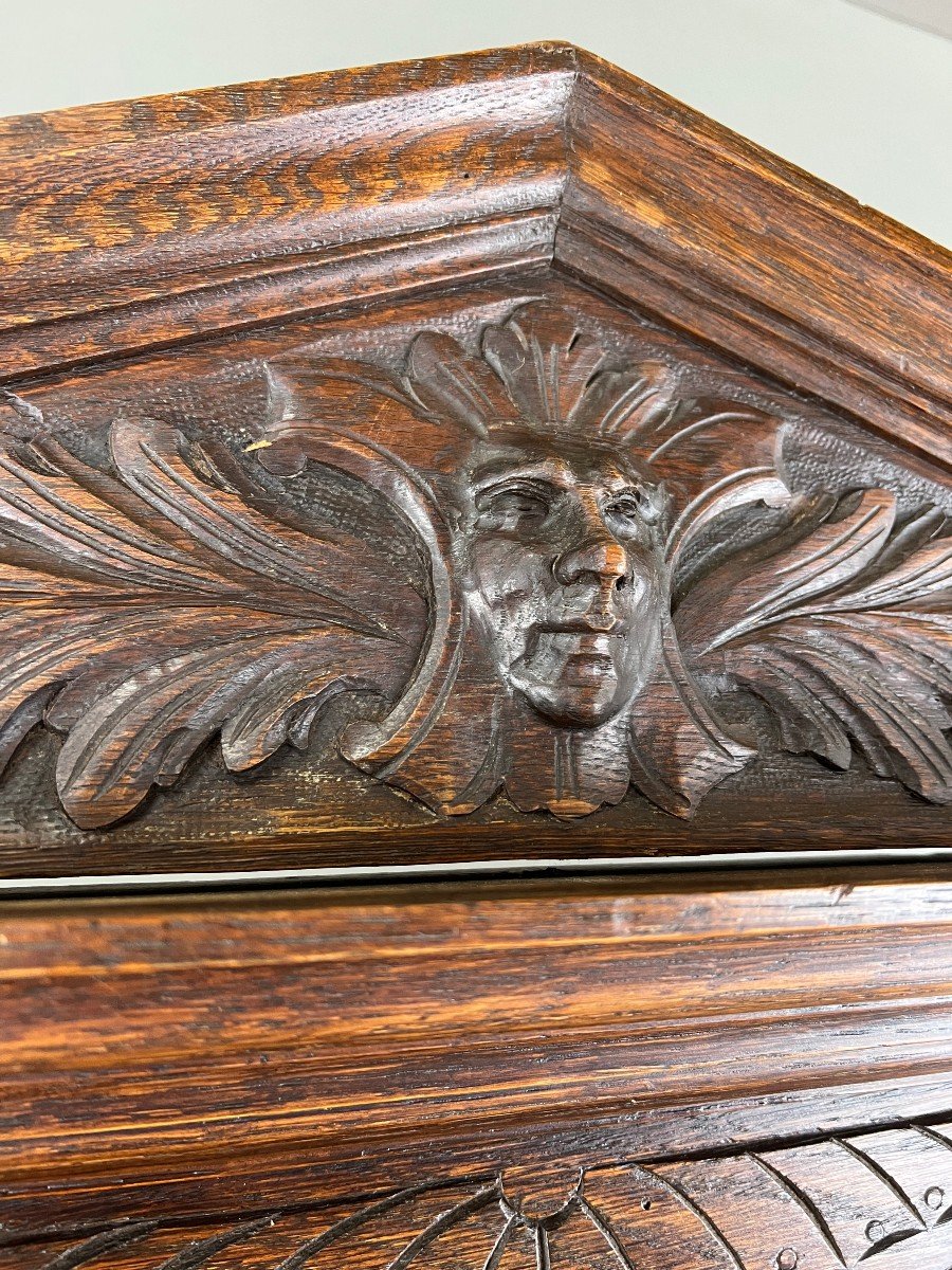  Carved Oak Coat Rack, Neo-gothic Style, 19th Century-photo-4