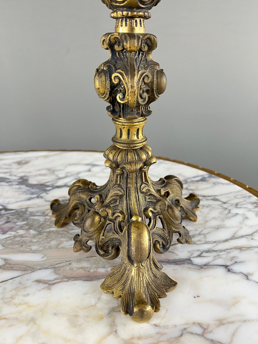 Pair Of Gilt Bronze Candelabra, Louis XV Style, Early 20th Century -photo-2