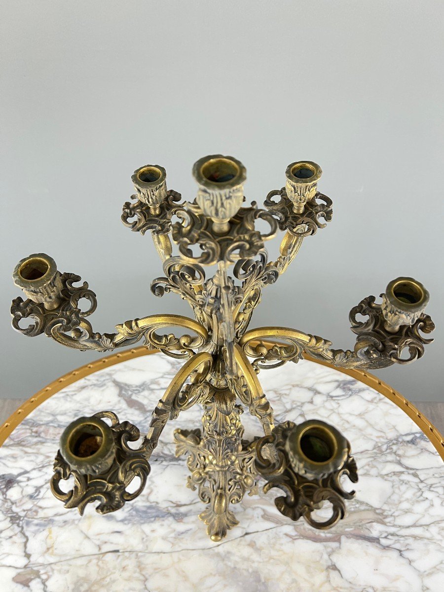 Pair Of Gilt Bronze Candelabra, Louis XV Style, Early 20th Century -photo-3