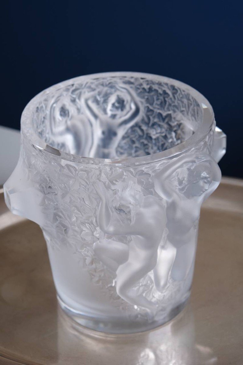 Champagne Bucket “ganymede” Crystal Vase By Lalique, 20th Century -photo-2