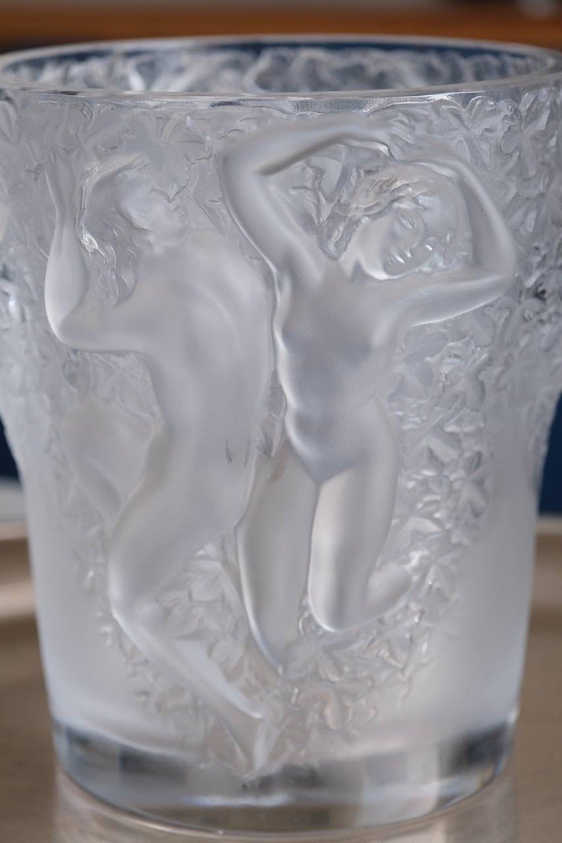 Champagne Bucket “ganymede” Crystal Vase By Lalique, 20th Century -photo-4