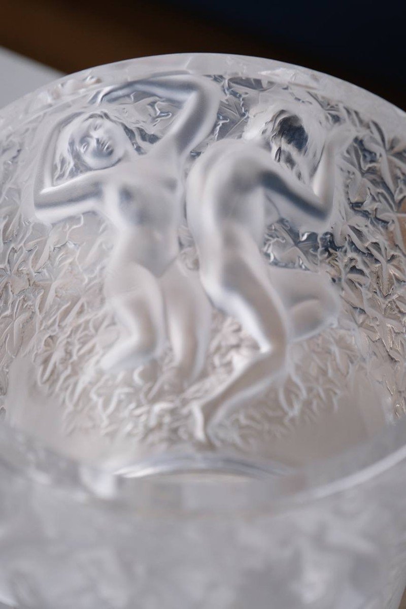 Champagne Bucket “ganymede” Crystal Vase By Lalique, 20th Century -photo-5