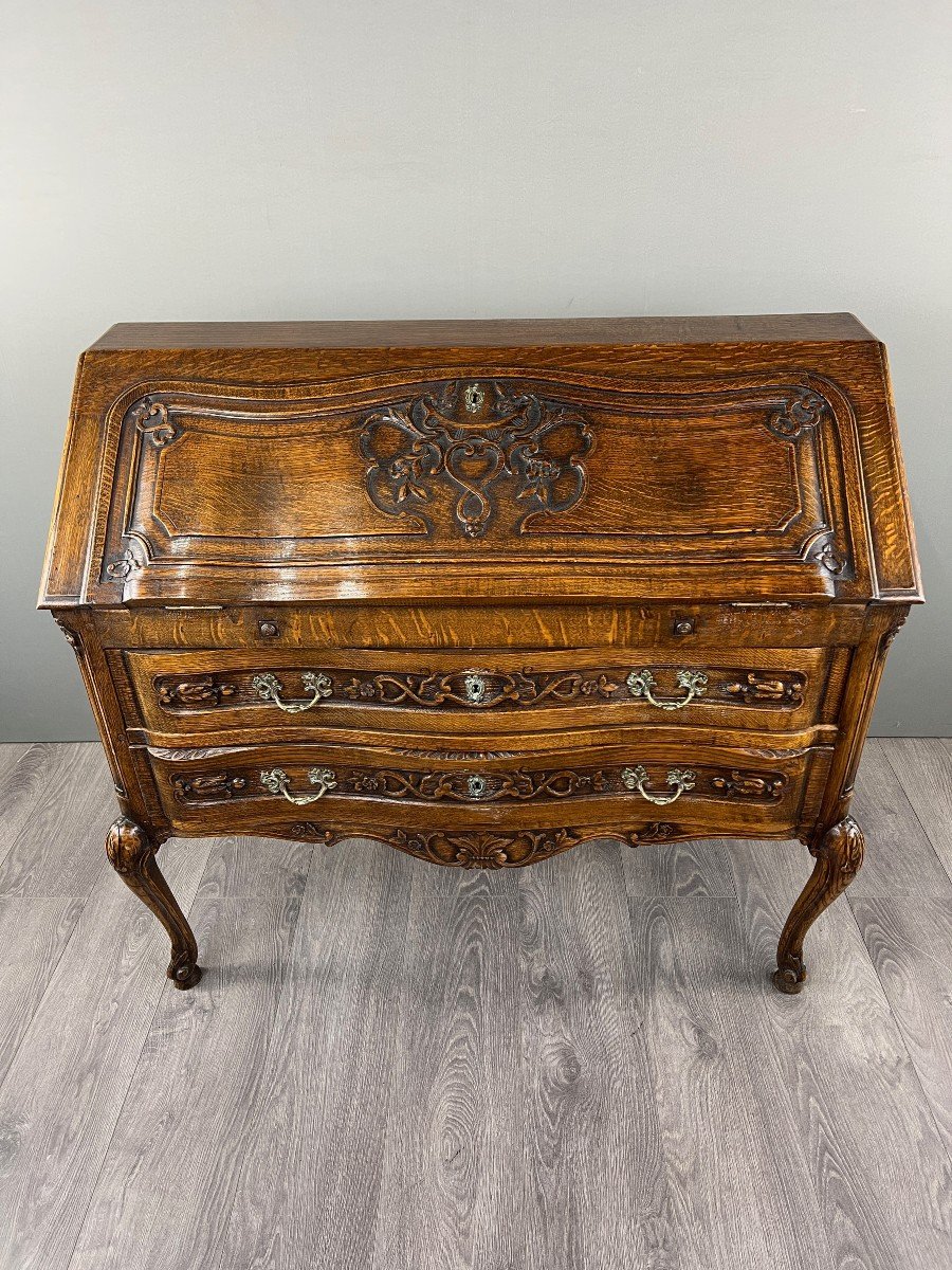 Carved Wooden Secretary, Louis XV Style, Early 20th Century-photo-3