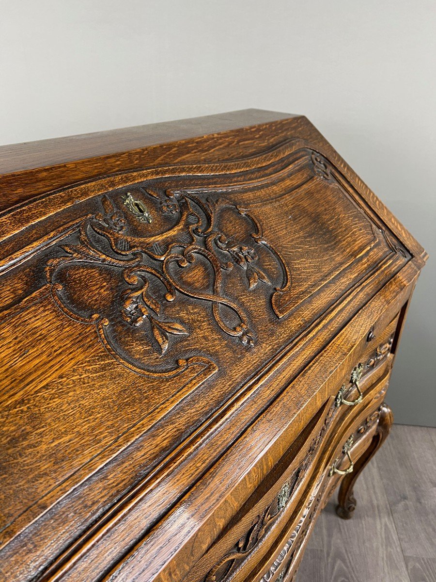 Carved Wooden Secretary, Louis XV Style, Early 20th Century-photo-4