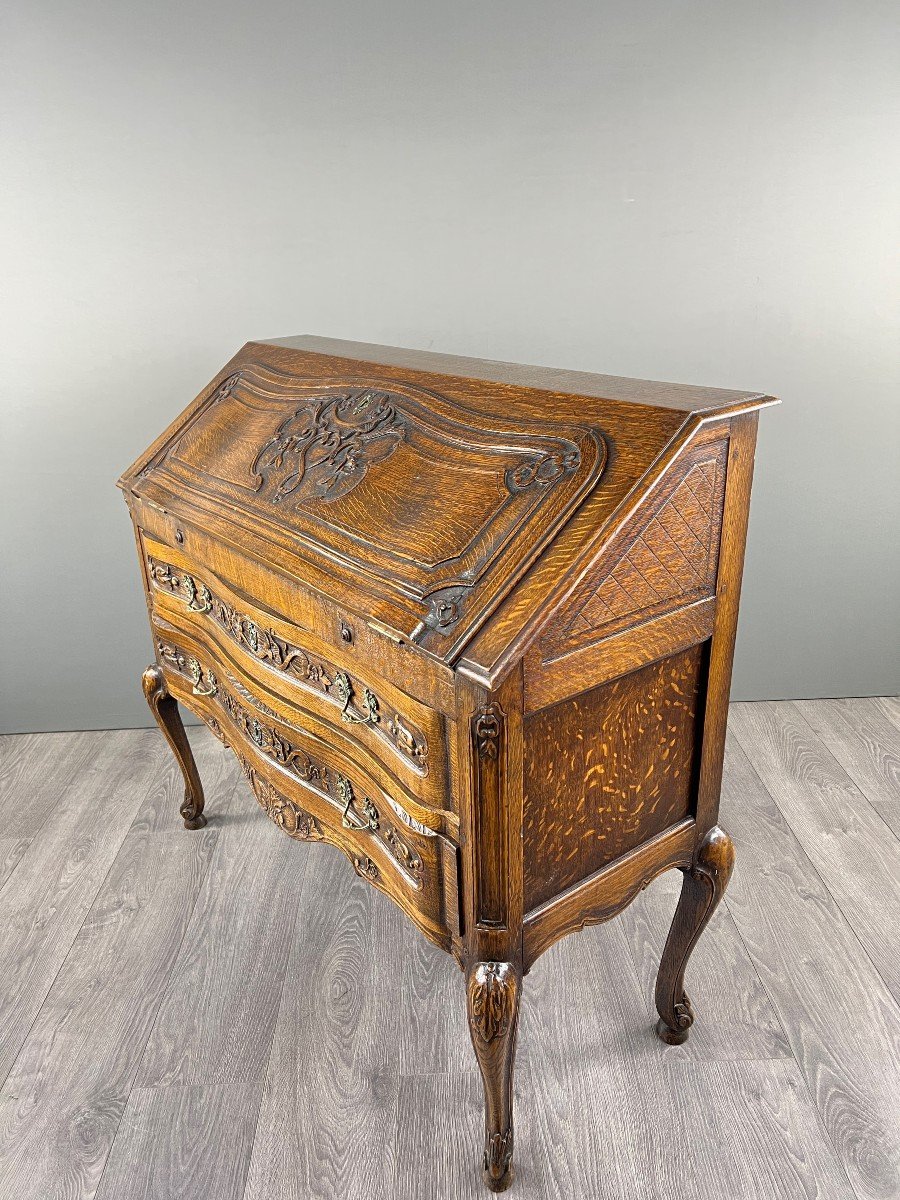 Carved Wooden Secretary, Louis XV Style, Early 20th Century-photo-4