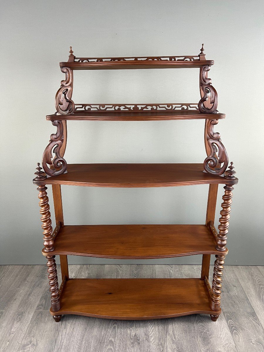 Large Carved Mahogany Shelf, 19th Century-photo-3