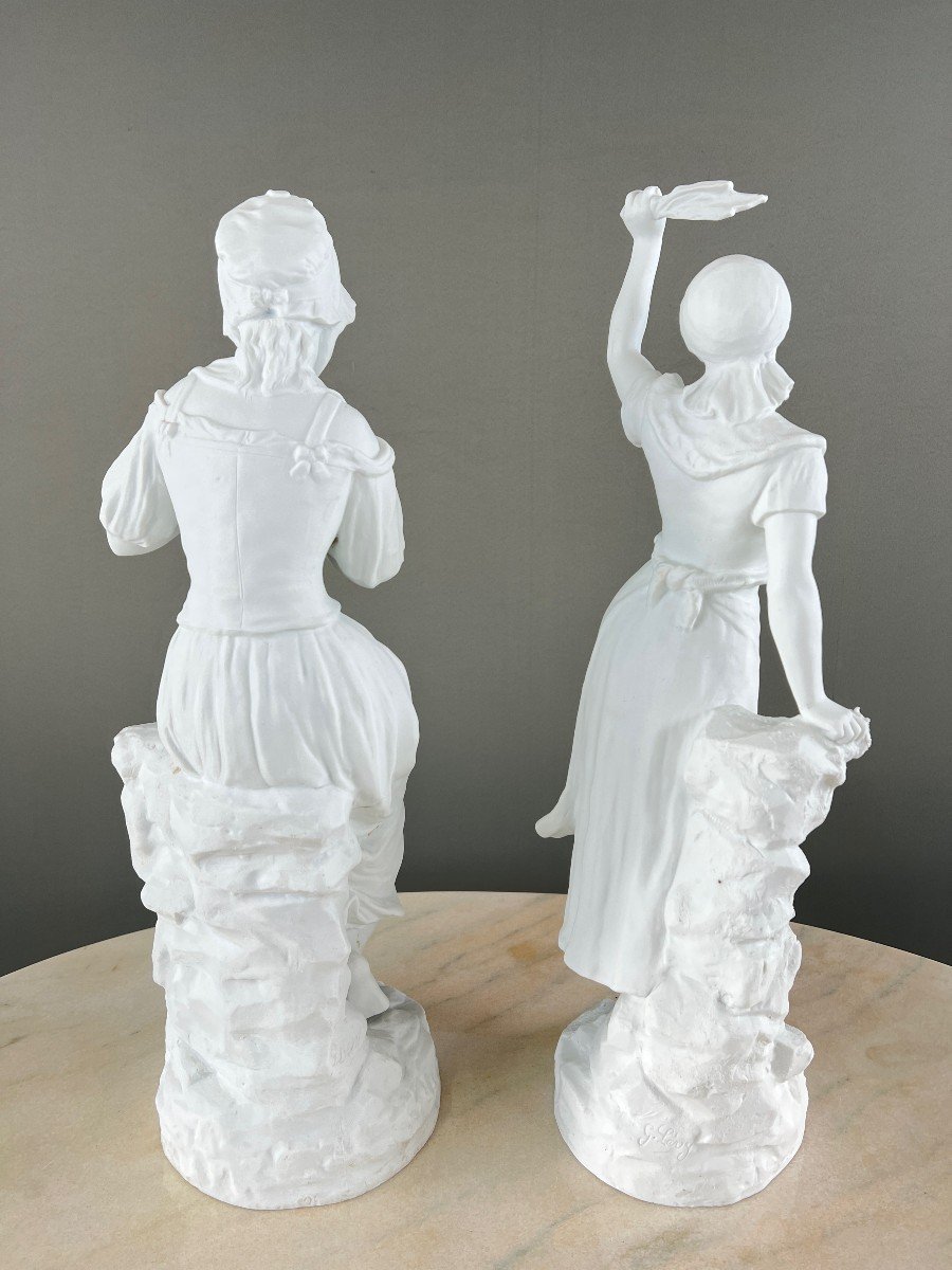 Paire De Sculptures En Biscuit, Signées G. Lévy (1820-1899), XIXe Siècle-photo-2