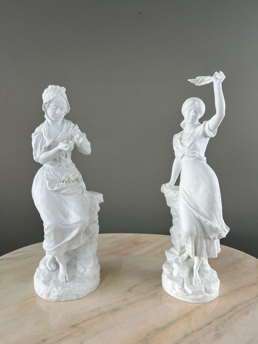 Paire De Sculptures En Biscuit, Signées G. Lévy (1820-1899), XIXe Siècle