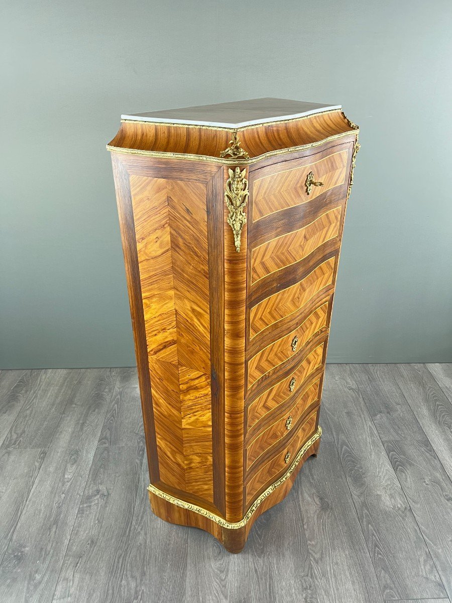 Louis XV Style Marquetry Drop-leaf Secretary, 19th Century -photo-4