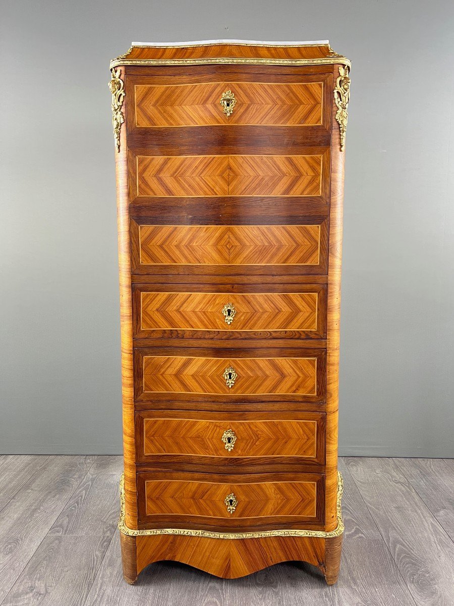 Louis XV Style Marquetry Drop-leaf Secretary, 19th Century 