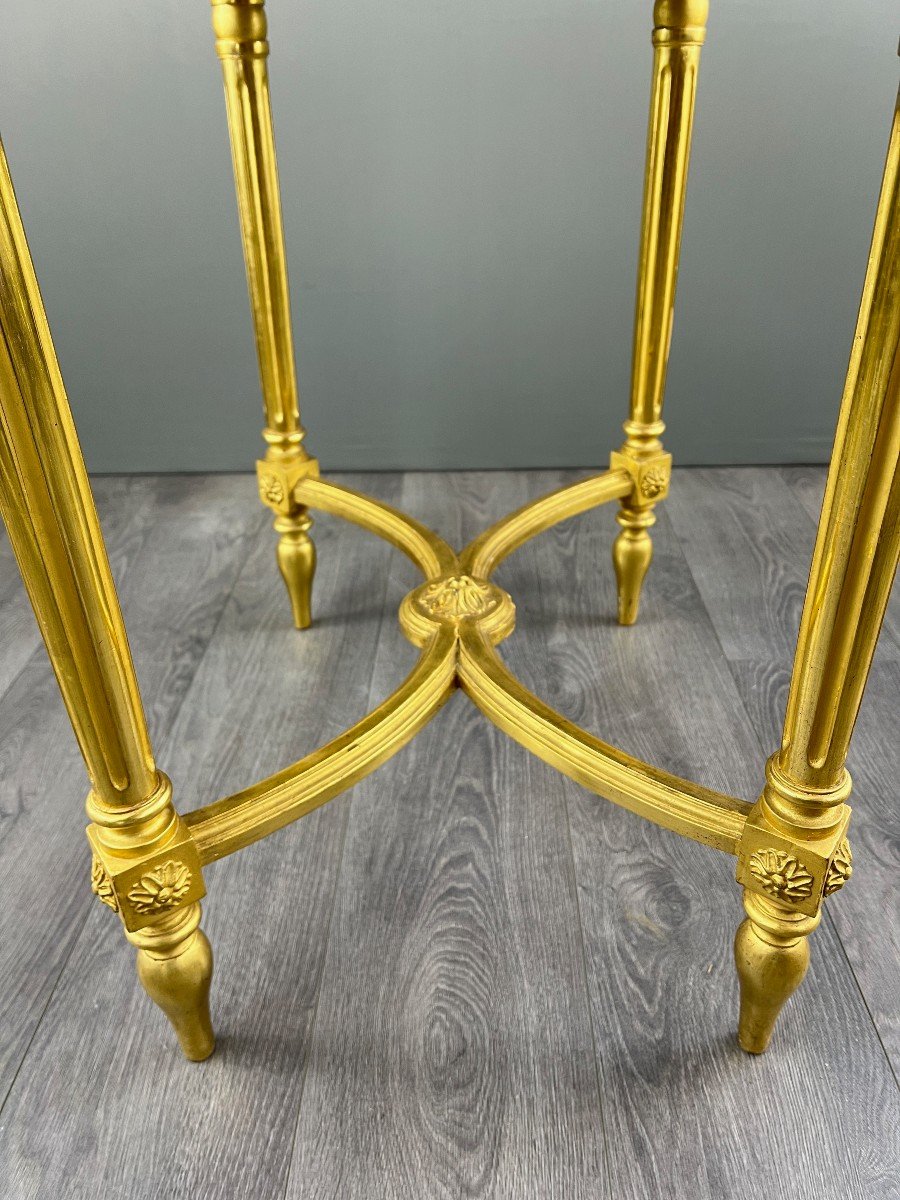 Louis XVI Style Gilded Wood Gueridon Table, 19th Century-photo-3