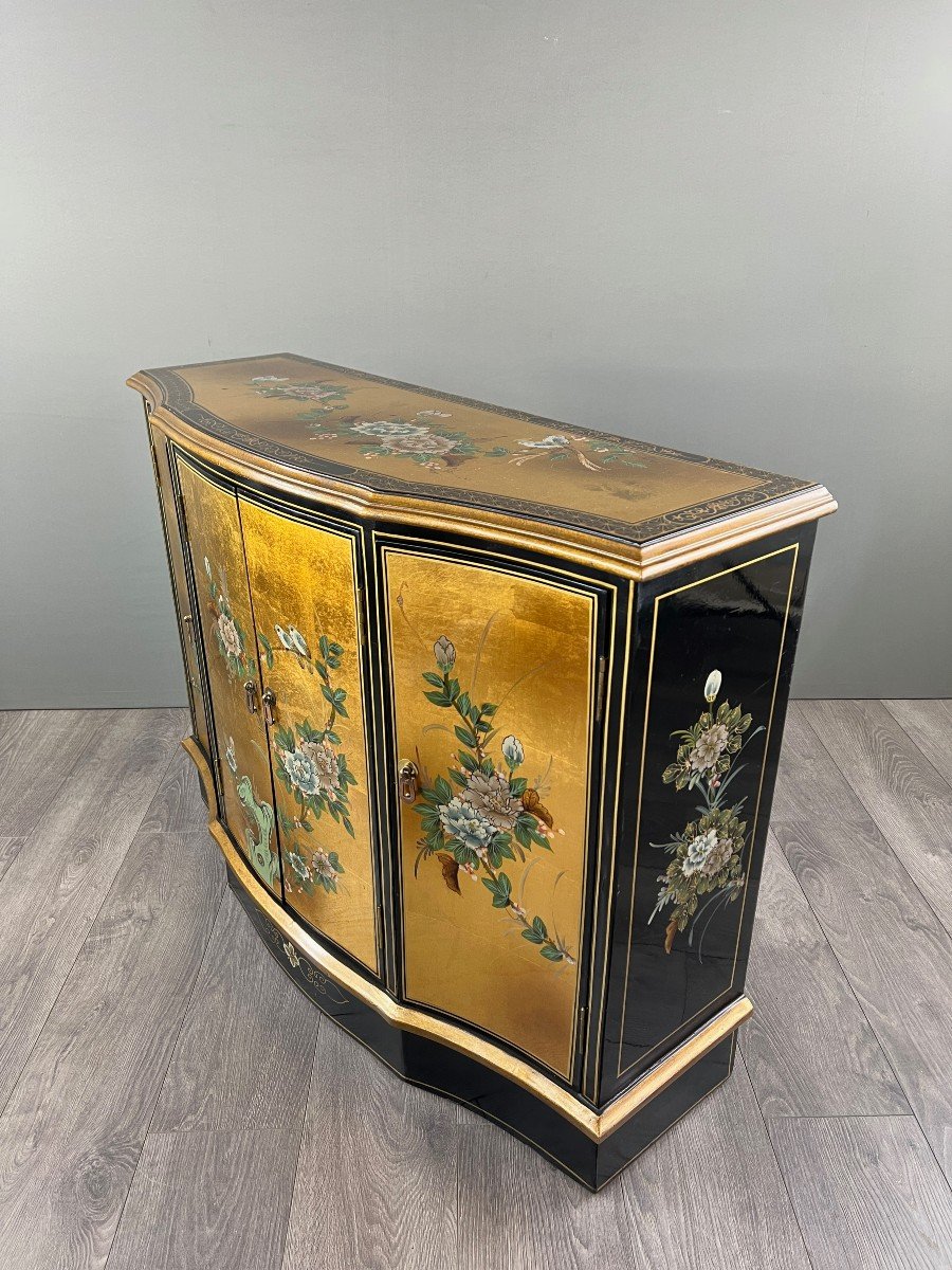 Asian Buffet In Gilded And Painted Lacquer, Mid-20th Century-photo-1