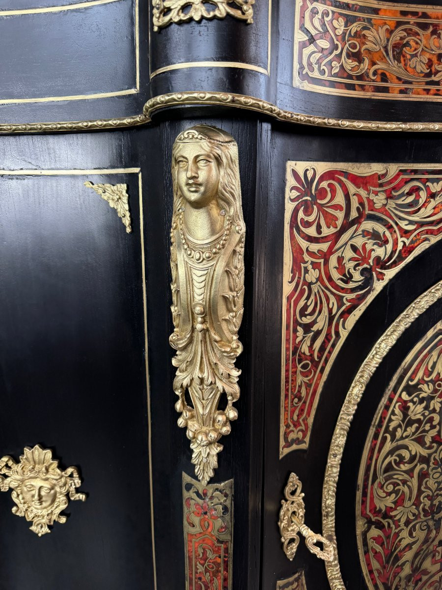 Boulle Style Cabinet, Napoleon III Period-photo-2