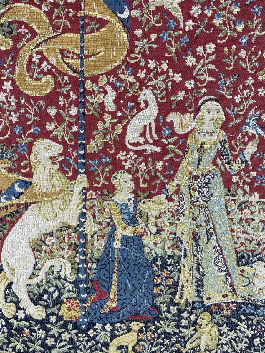 Tapestry "the Lady And The Unicorn" Medieval Style, 20th Century -photo-2