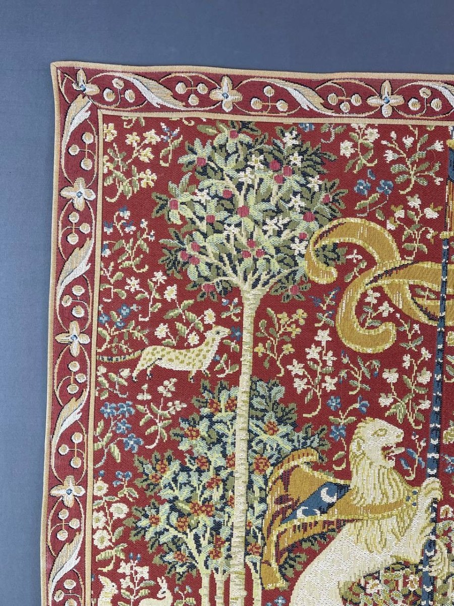 Tapestry "the Lady And The Unicorn" Medieval Style, 20th Century -photo-3