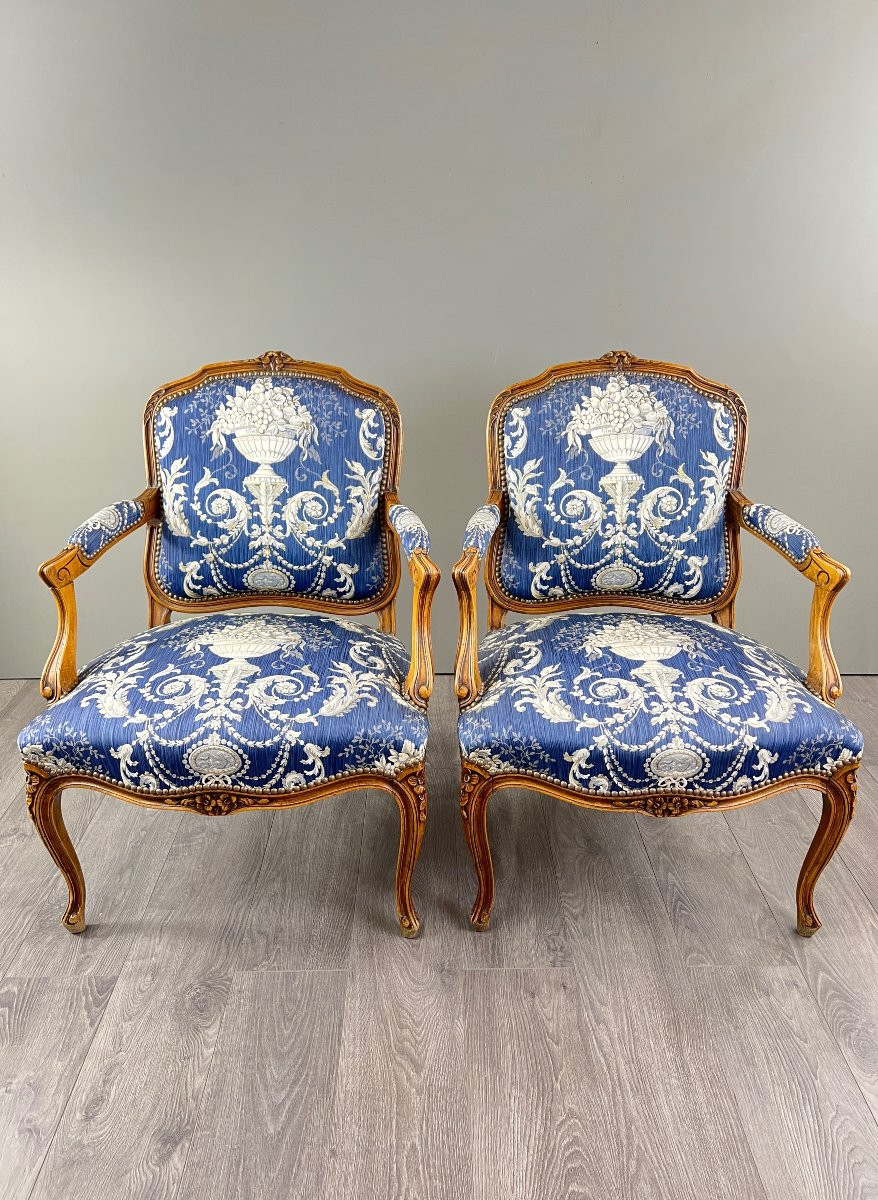 Paire De Fauteuils Louis XV , XIXe Siècle-photo-2