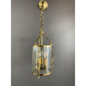 20th Century Brass And Glass Lantern Pendant 