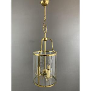 20th Century Brass And Glass Lantern Pendant