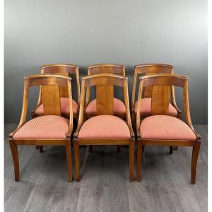 6 Empire Style Gondola Chairs In 20th Century Wood 