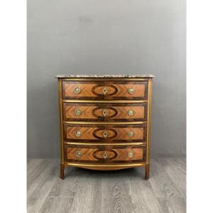 Marquetry Commode With Marble Top Louis XVI Style, 19th Century