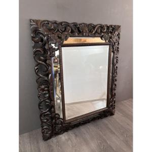 Grand Miroir En Bois Sculpté, Style Baroque, XIXe Siècle 