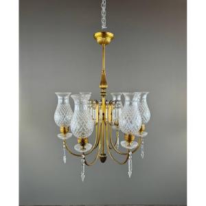 Crystal And Brass Chandelier, Early 20th Century