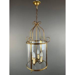 Classic Style Gilt Brass And Glass Lantern, 20th Century