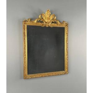 Gilded Mirror With Pediment, Louis XV Style, 19th Century