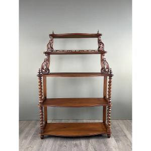 Large Carved Mahogany Shelf, 19th Century