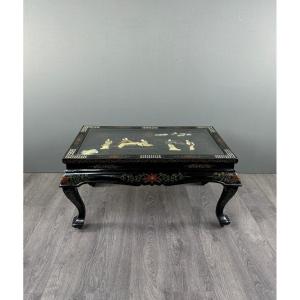 Chinese Lacquered And Inlaid Coffee Table, 20th Century