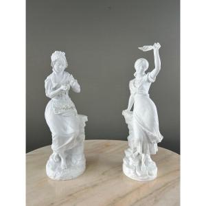 Paire De Sculptures En Biscuit, Signées G. Lévy (1820-1899), XIXe Siècle