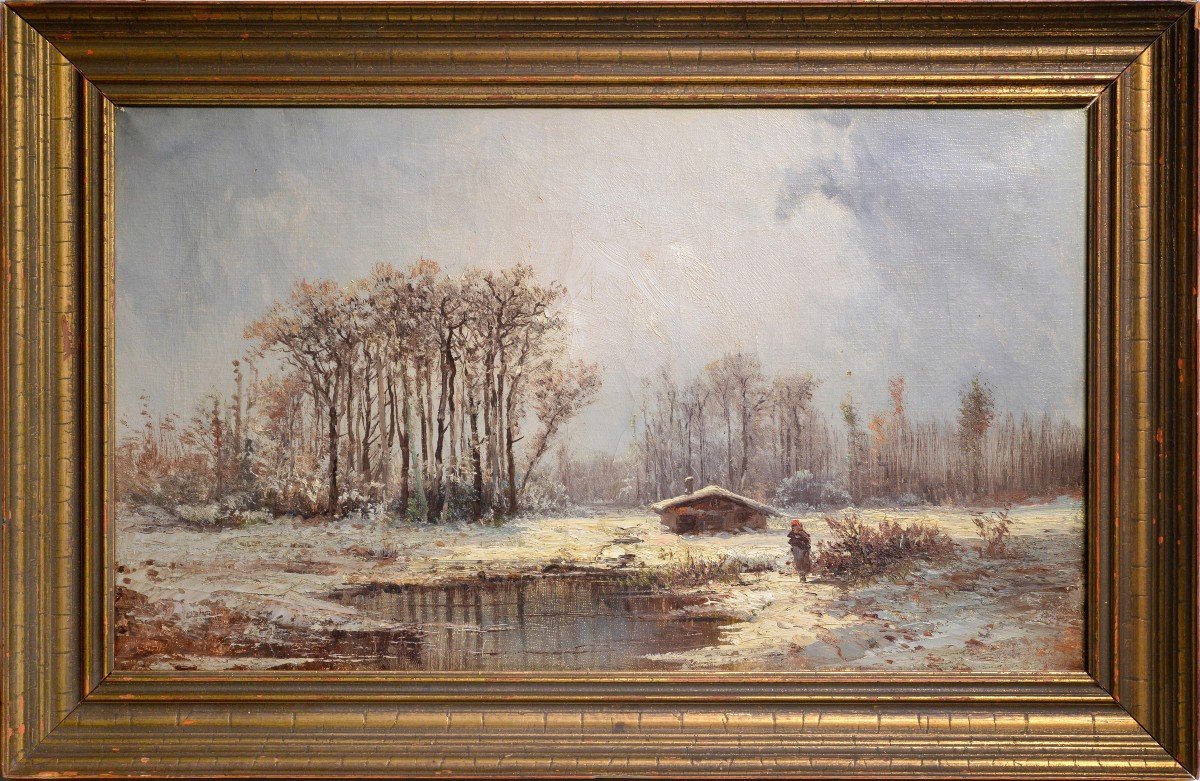 Dégel printanier Paysage de Barbizon Peinture à l'huile du 19ème siècle par l'impressionniste français