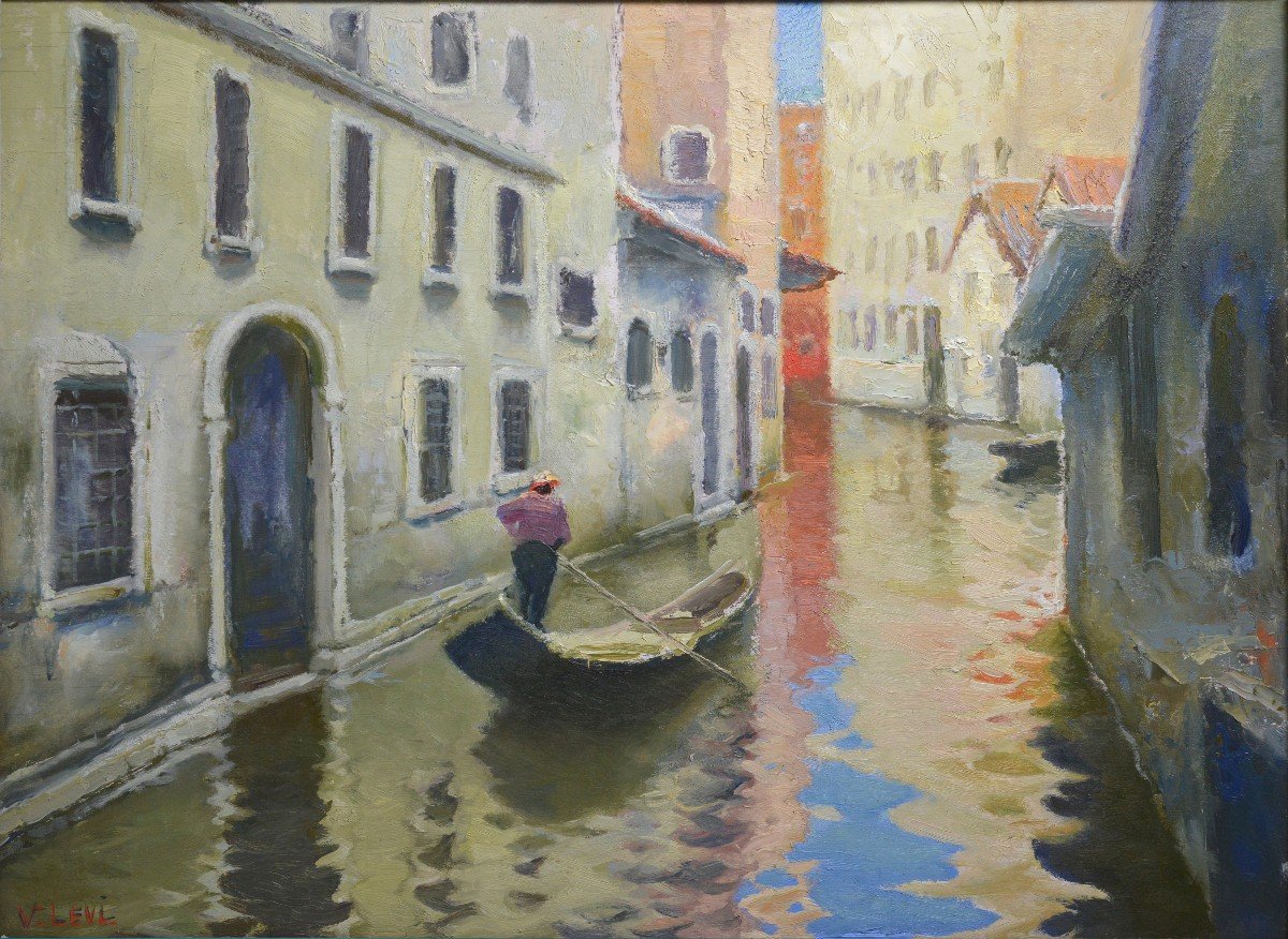 Russian Modernist сityscape Venetian Motive Early 20th Century Oil Painting-photo-2