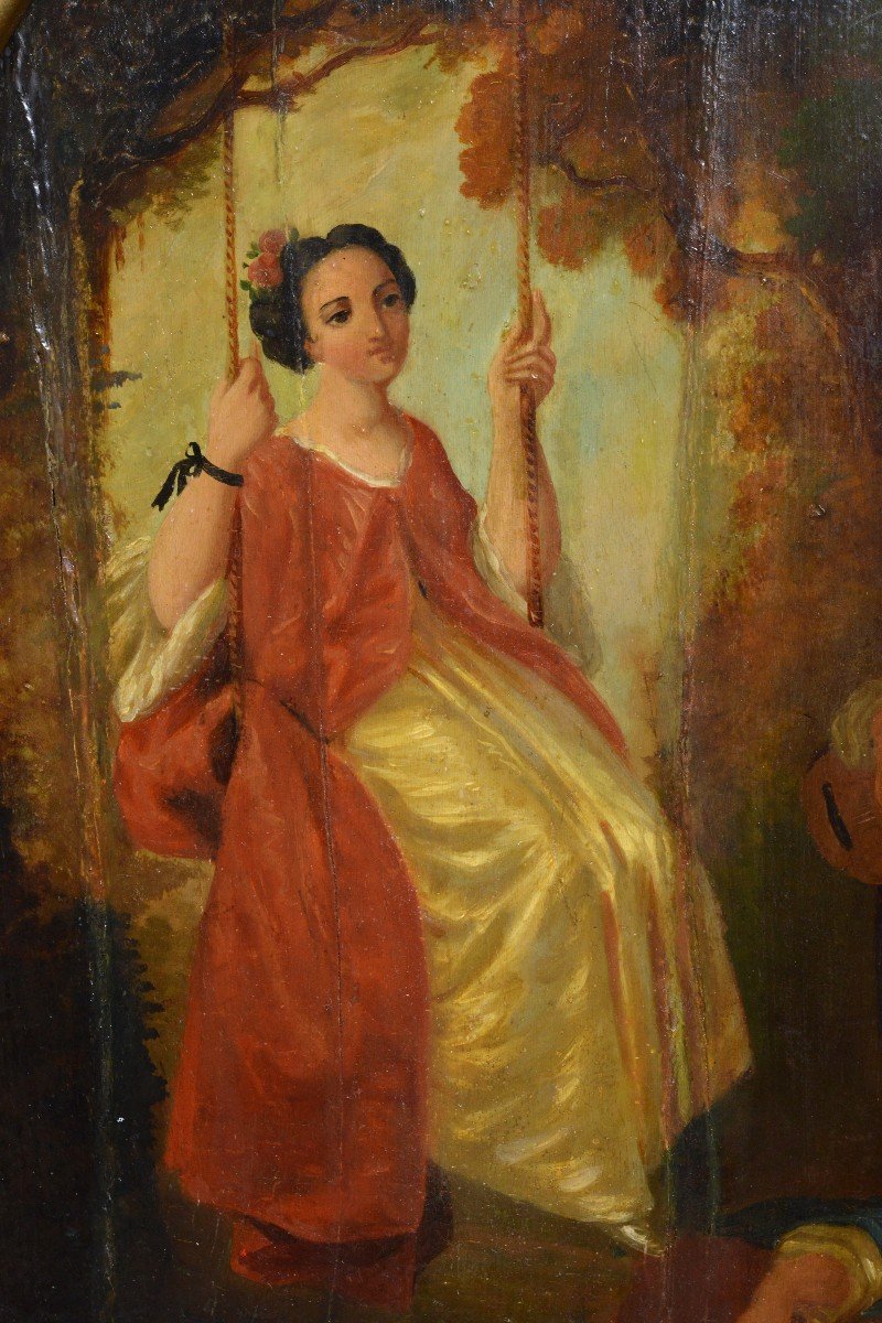 Français Scène De Genre Dames Loisir XIXe Siècle Ovale Encadré Peinture De Joinville-photo-2