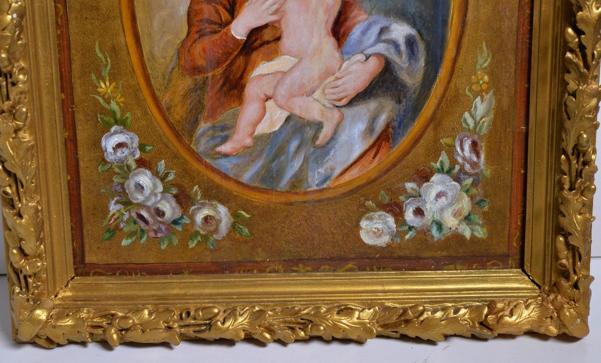 Dutch Baroque Madonna W Child And Flowers Old Master Oil Painting -photo-4