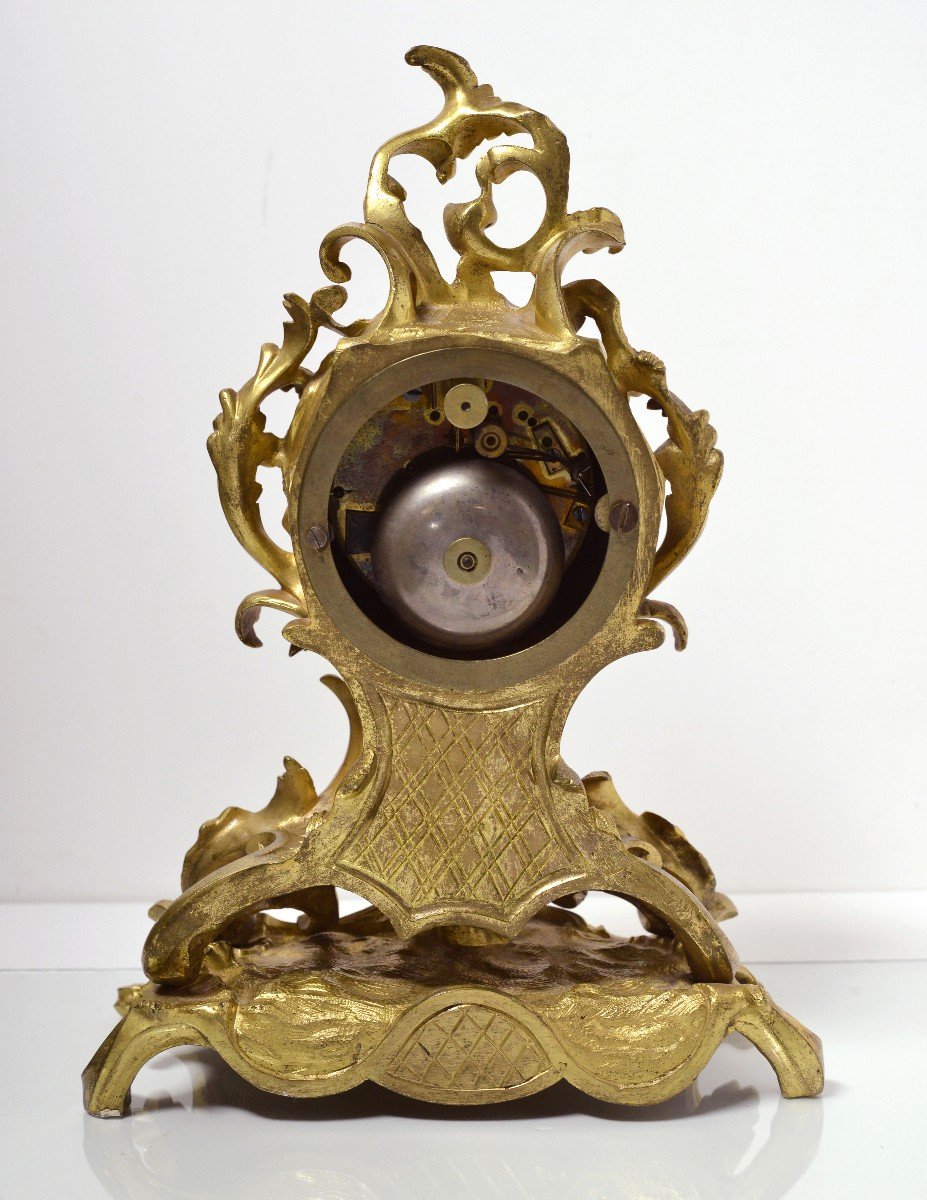 Honoré Pons French Rococo Gilt Bronze Clock 19th Century Figural Putto-photo-3