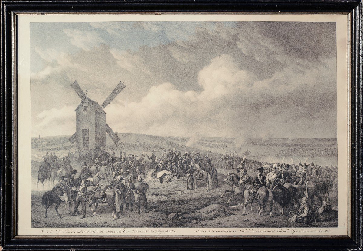 Battle Of Grossbeeren Large Swedish Lithograph 19th Century Napoleon II Wars