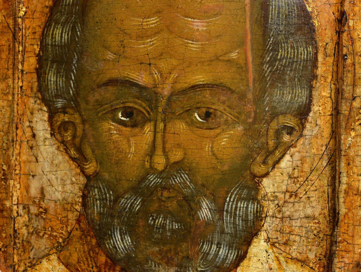 Saint Nicholas Of Myra Russian Icon 16th Century Gilt Silver Oklad Museum Value-photo-3