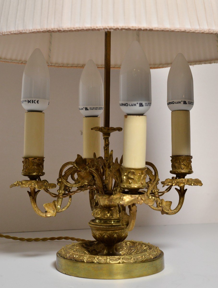 Bouillotte French Lamp Gild Bronze 4 Lights Flora Motive Empire Style-photo-4