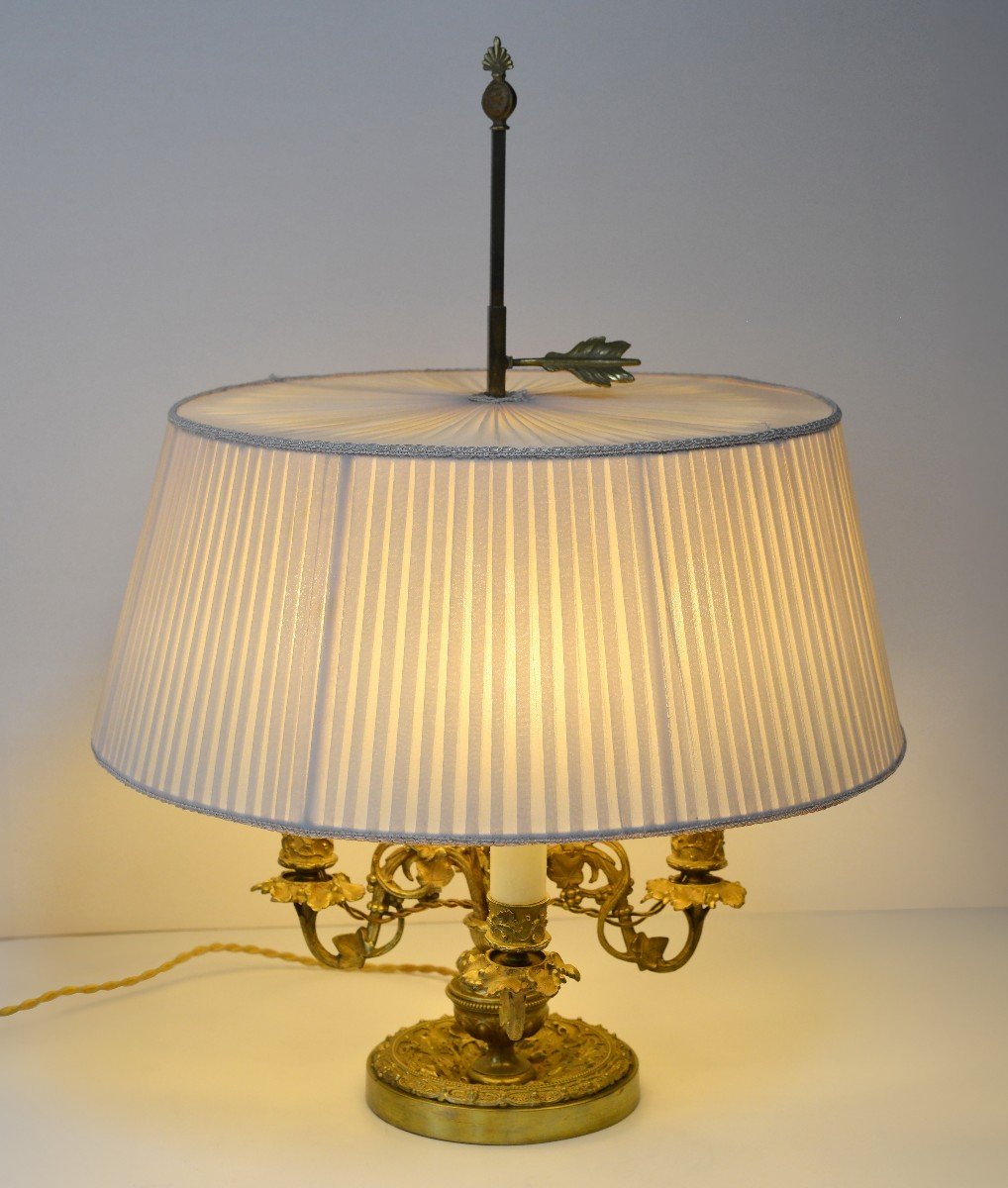 Bouillotte French Lamp Gild Bronze 4 Lights Flora Motive Empire Style-photo-3