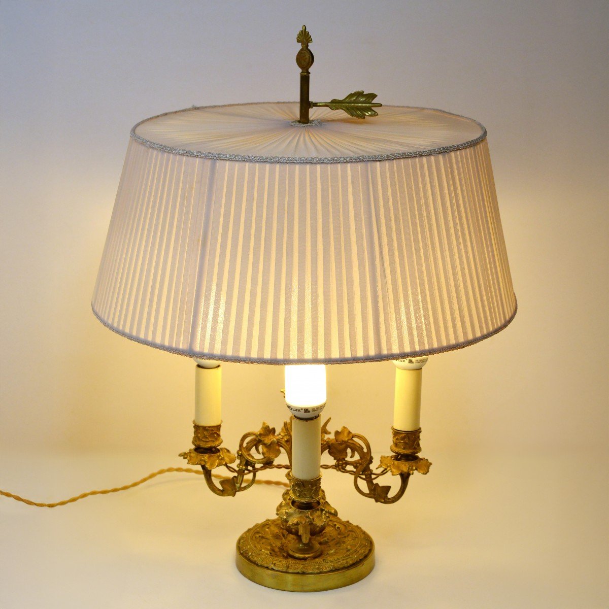 Bouillotte French Lamp Gild Bronze 4 Lights Flora Motive Empire Style-photo-2