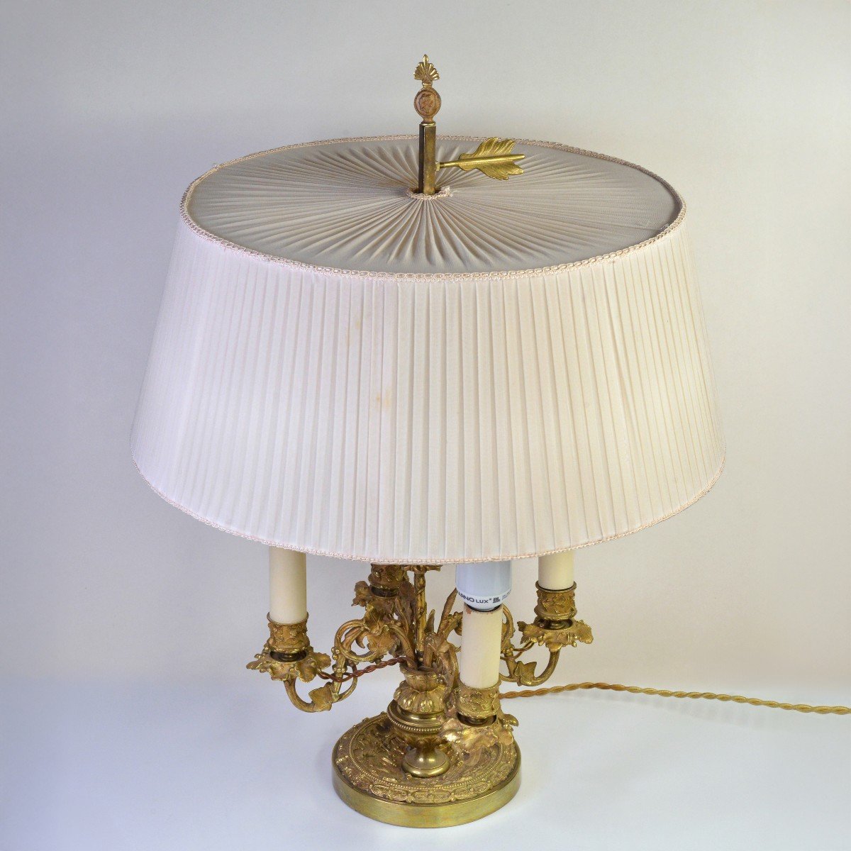 Bouillotte French Lamp Gild Bronze 4 Lights Flora Motive Empire Style-photo-3