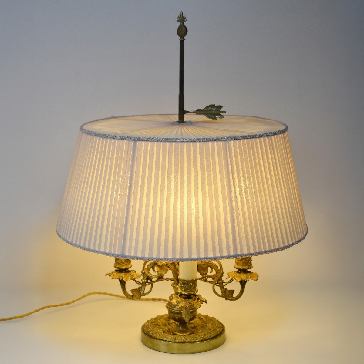 Bouillotte French Lamp Gild Bronze 4 Lights Flora Motive Empire Style-photo-4