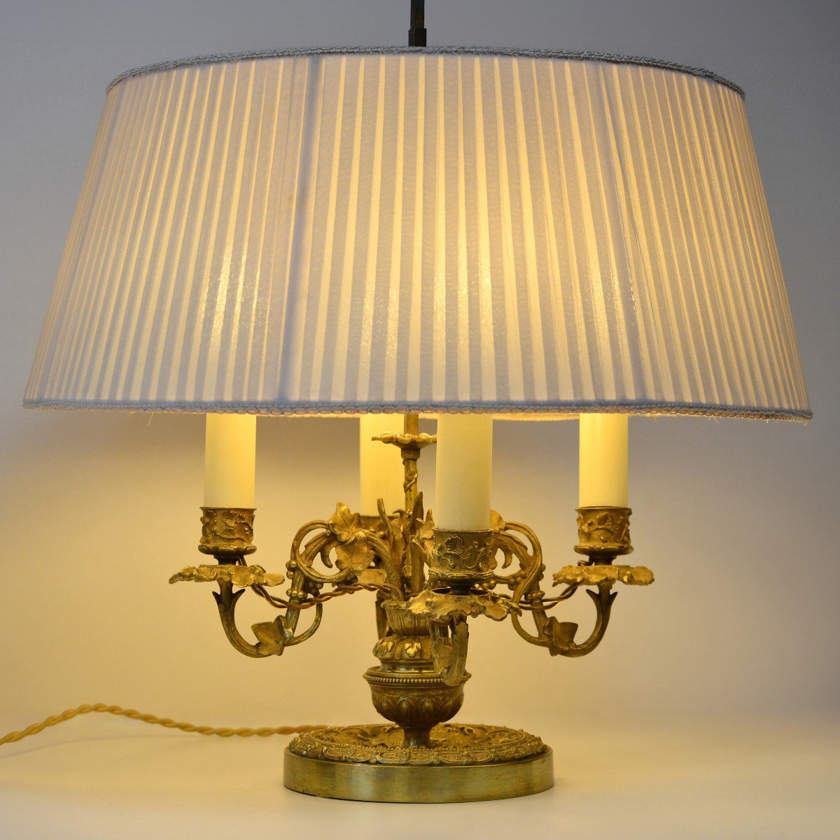 Bouillotte French Lamp Gild Bronze 4 Lights Flora Motive Empire Style-photo-1