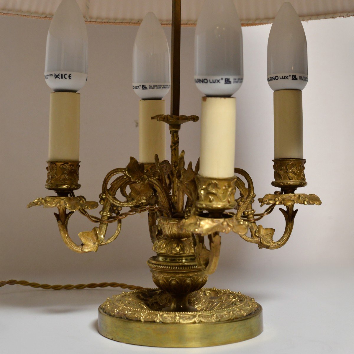 Bouillotte French Lamp Gild Bronze 4 Lights Flora Motive Empire Style-photo-2