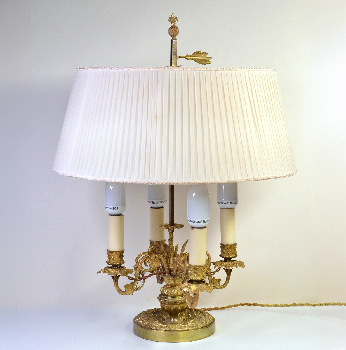 Bouillotte French Lamp Gild Bronze 4 Lights Flora Motive Empire Style