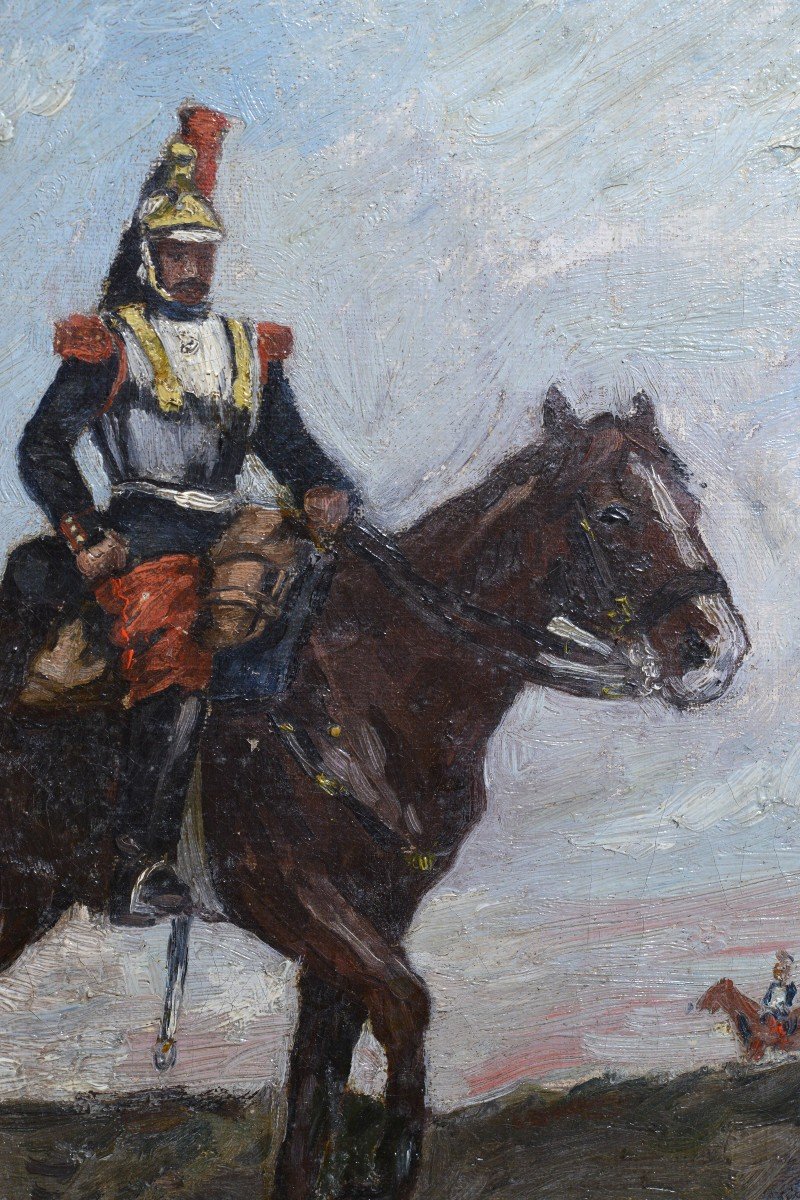 French Cuirassier On Mounted Patrol 19th Century Oil Painting By Bonnefoy-photo-3