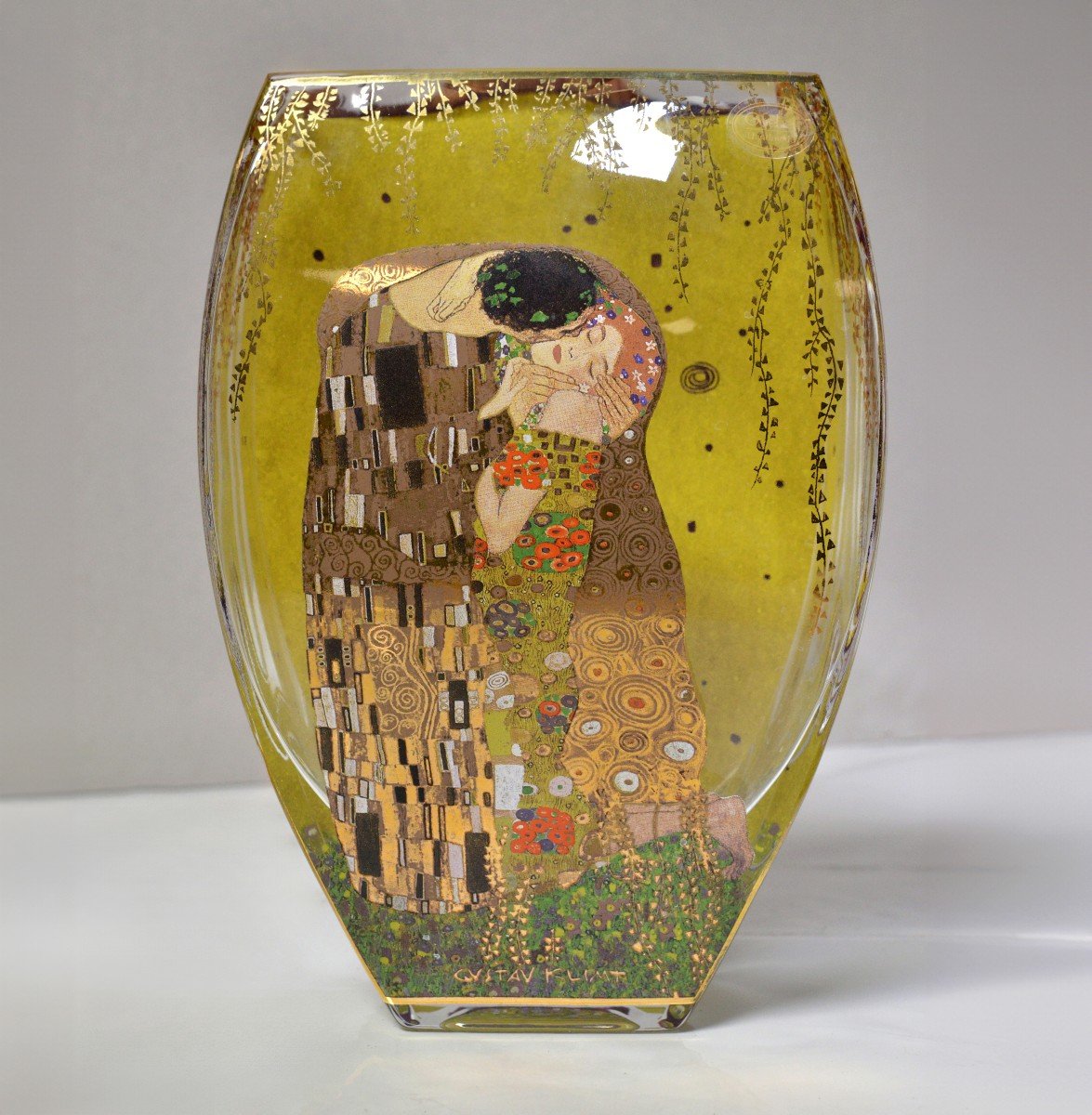 Gustav Klimt Dans Goebel Artis Orbis Vintage 3 Pcs Ensemble De Verre Vase Bowl Set-photo-3