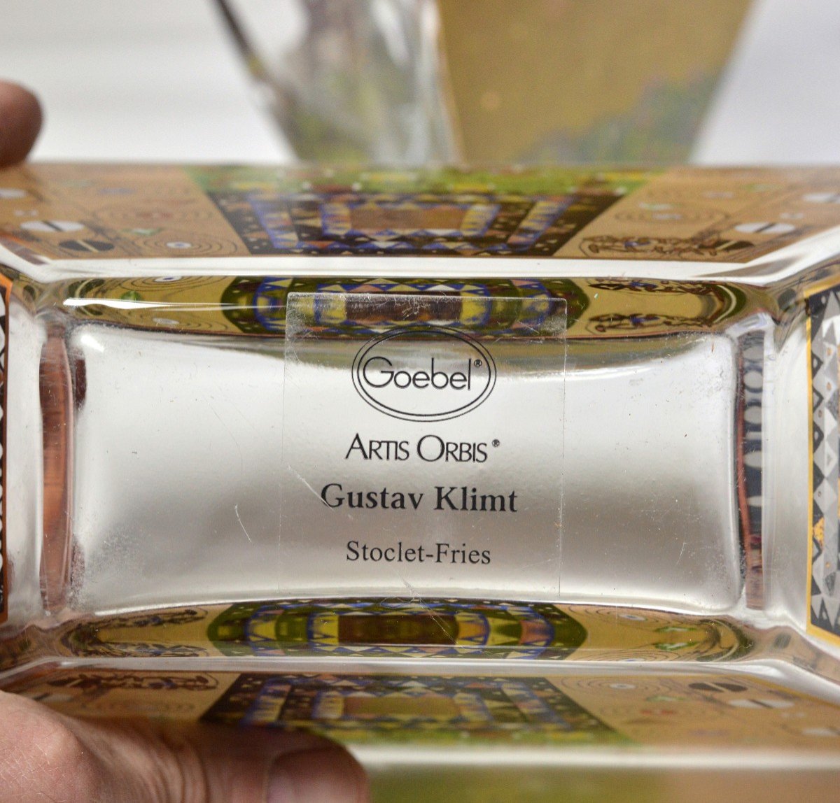 Gustav Klimt In Goebel Artis Orbis Vintage 3 Pcs Glass Ensemble Vase Bowl Set-photo-3